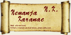 Nemanja Karanac vizit kartica